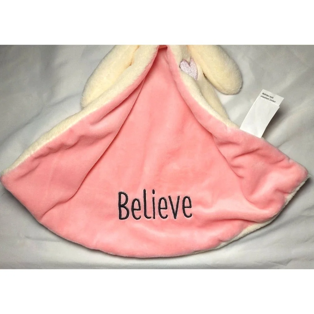 Izzy & Oliver Unicorn Believe Baby Security Blanket Lovey Beige Brown Pink Heart